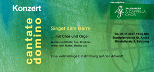 23. November 2017, 19:30 Uhr: Einstimmung auf den Advent mit Chor und Orgel